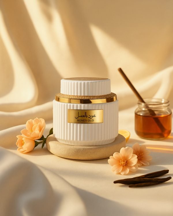 20250424_1543_Honey Oud Elegance_remix_01jsm0j4fcfjp9w5e24n4a605e copy بخور عود بالعسل